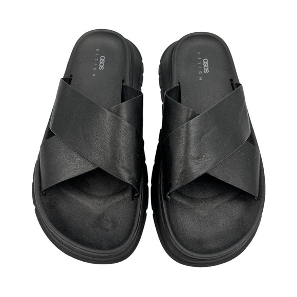 ASOS DESIGN FairPlay Chunky Sporty Flat Mules Black - Picture 7 of 15